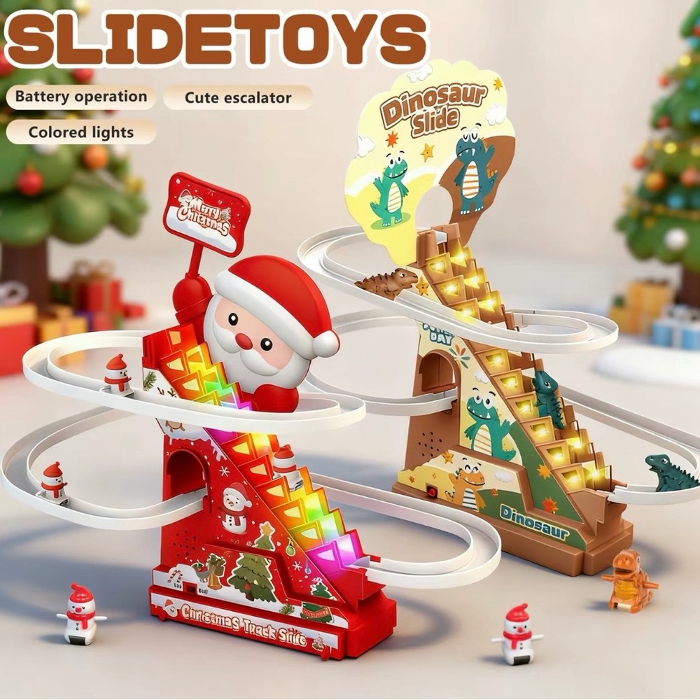 Christmas Dinosaur Slide Toy - Red and Brown